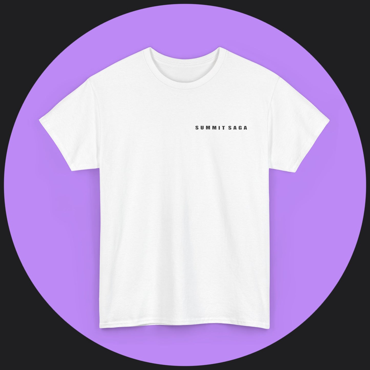 Unisex Heavy Cotton Tee - Summit Saga Text Front and Snow Devil Back