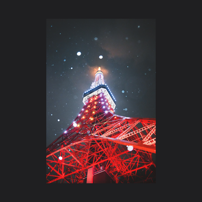 Snowfall at Tokyo Tower