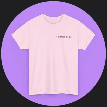 Unisex Heavy Cotton Tee - Summit Saga Text Front and Snow Devil Back